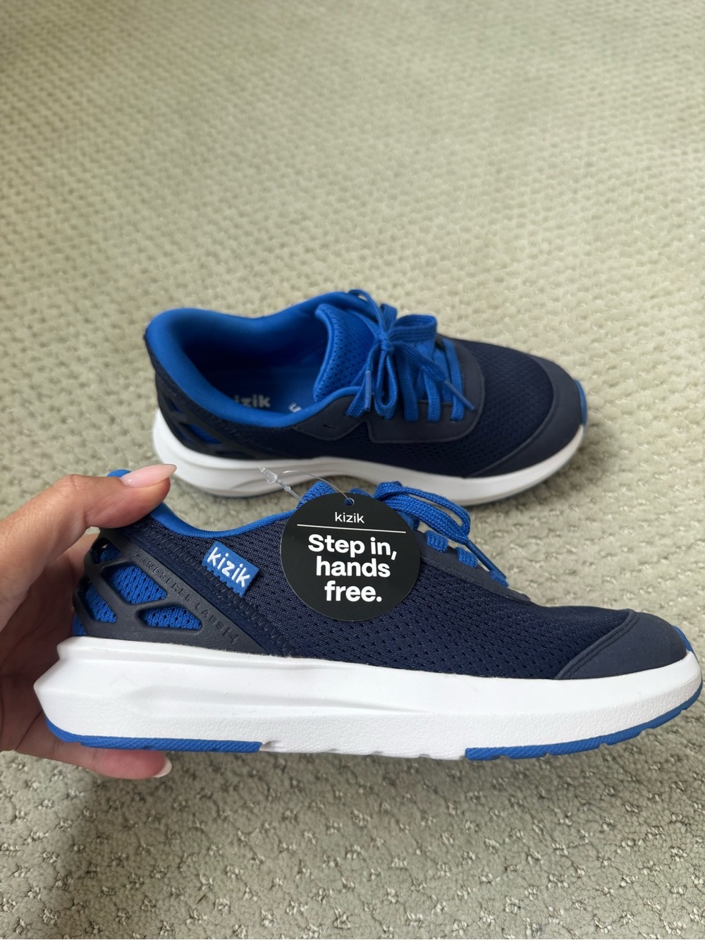 Kizik Kids Athens Hands Free Sneakers Blue Size 2Y NWT